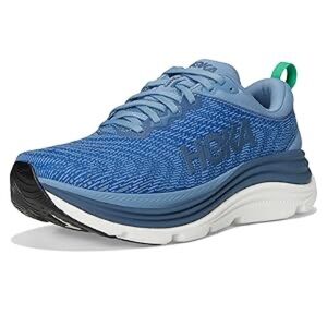 Hoka Blue Running Sneaker with Green Heel Tab